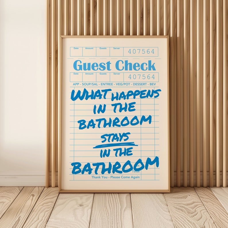 Funny Bathroom Print: Blue Funky Toilet Wall Art, Girly Apartment Decor (Digital Download) image 7