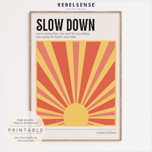Slow Down Lyric Print, Trendy Musik Poster, Wanddekoration, Funky Zimmerdeko, Helle Wandkunst, Ästhetisches Raumdekor, Wien Poster, 70er Jahre Kunst