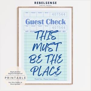 Guest Check Print, Blue College Dorm Decor, Funky Aesthetic Wall Art, Apartment Decor, Trendy Posters, Blue Bedroom Prints, Dopamine Decor