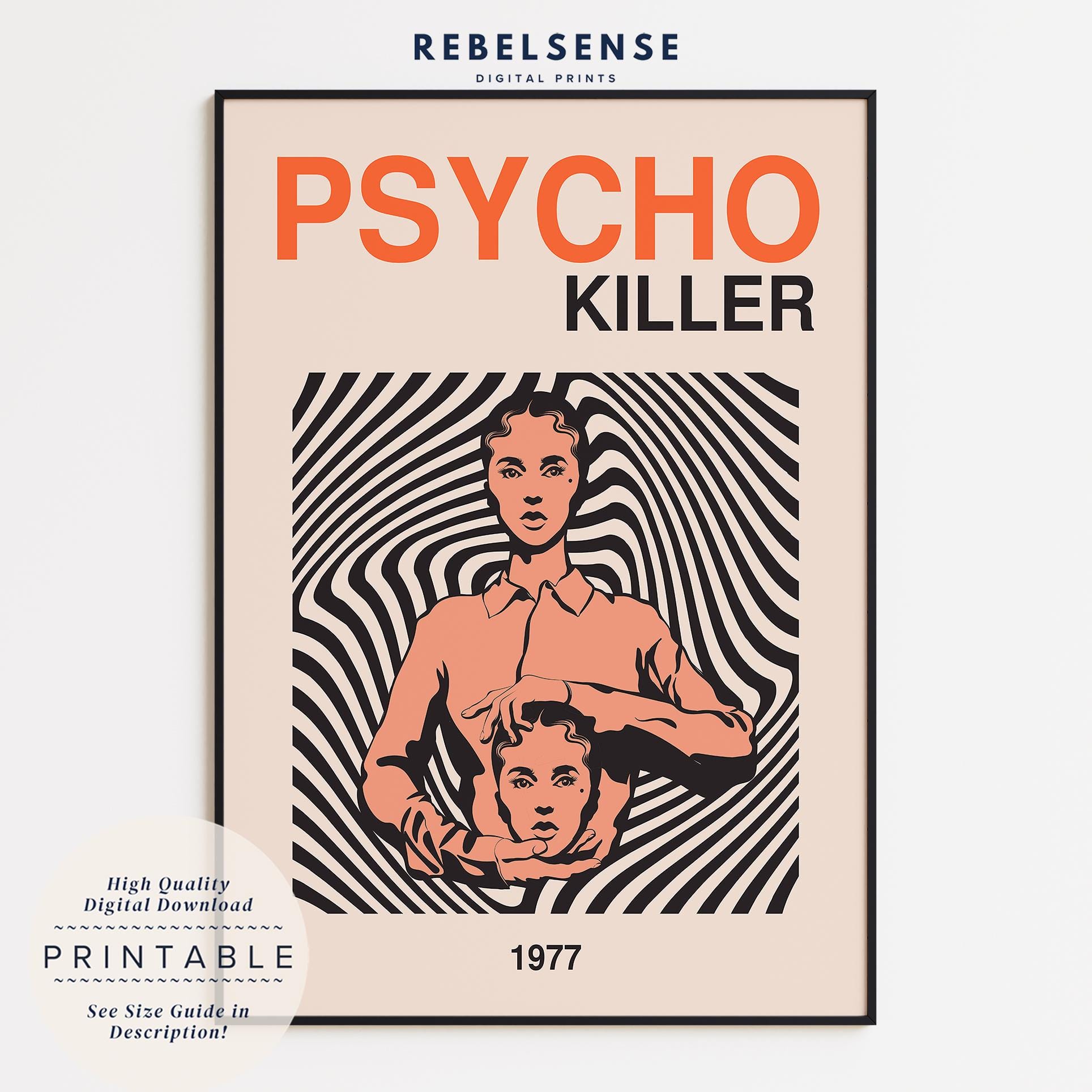 ミュージシャン WACKO MARIA Retro Horror Poster ArtPrint Psycho Killer Wall Print, Retro 70s Music Wall Decor, Digital