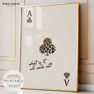 Leopard Ace Karte Druck, Maximalist Retro Poster, College Wohnheim Dekor, Leopard Wandkunst, Trendige Wandkunst, Funky Wandkunst