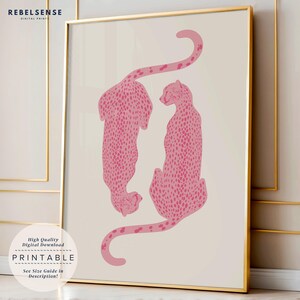 Pink Cheetah Wall Print, Trendy Pink Funky Wall Art, Cheetah Poster, Apartment Decor, Preppy Room Decor, College Dorm Decor, Leopard Poster