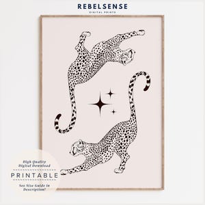 Geparden Wandbild, Ästhetischer Leopard Print, Dopamin-Dekor, Girly Wandkunst, Ästhetisches Raumdekor, Maximalistische Wandkunst, Wohnung Kunst