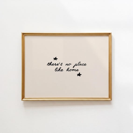 No Place Like Home Print: Hand-Drawn Minimalist Horizontal Wall Art