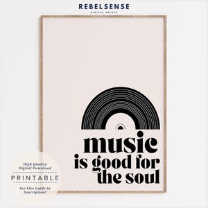 Musik Zitat Print, Typografie Print, Musiklehrer Geschenk, Schallplattenwandkunst, Musikliebhaber Geschenk, Vinyl Poster, Retro Musik Poster, Funky Wandkunst