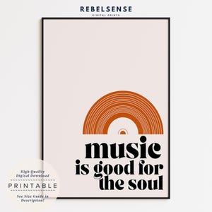 Musik Zitat Print, Typografie Print, Musiklehrer Geschenk, Schallplattenwandkunst, Musikliebhaber Geschenk, Vinyl Poster, Retro Musik Poster, Funky Wandkunst