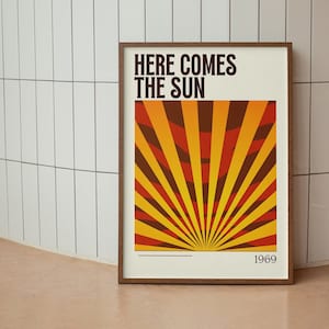 Here Comes the Sun Wall Print | Bohemian Wall Decor | Digital Download Print | Sunset Wall Art | Retro Home Decor | Groovy Home Decor