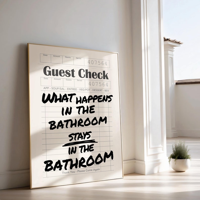 Funny Bathroom Print, Guest Check Print, Toilet Prints, Funny Bathroom ...