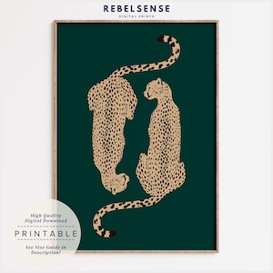 Cheetah Print, Emerald Green Leopard Print, Dopamine Decor, Retro Poster, Green Leopard Print, Jungle Poster, Funky Wall Art, Apartment Art