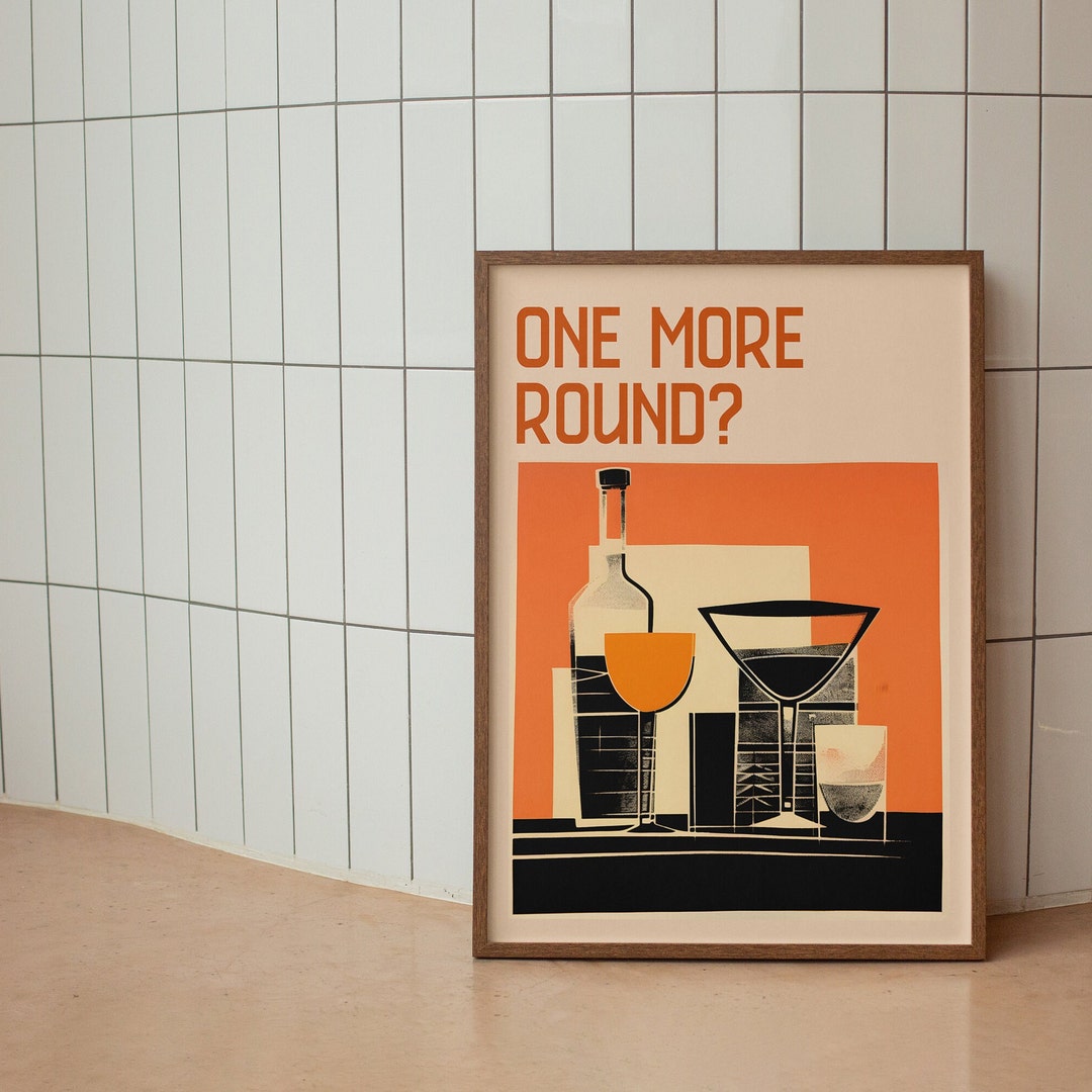Eine weitere Runde Bar Cart Print Vintage Wandkunst Etsy.de