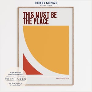 This Must Be The Place Wall Print, Talking Heads Wall Decor, Digital Download, Band Posters, Vintage Band Print, Retro Band Poster