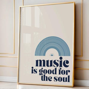 Blaue Musik Zitat Druck, Typografie Druck, Musiklehrer Geschenk, Schallplattenwandkunst, Vinyl Poster, Retro Musik Poster, Funky Wandkunst