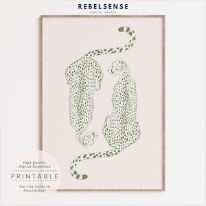 Sage Green Cheetah Wall Print, Trendy Green Wall Art, Cheetah Poster, Apartment Decor, Preppy Room Decor, College Dorm Decor, Leopard Poster