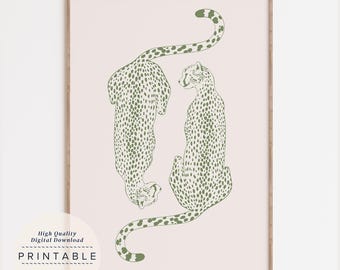 Sage Green Cheetah Wall Print, Trendy Green Wall Art, Cheetah Poster, Apartment Decor, Preppy Room Decor, College Dorm Decor, Leopard Poster