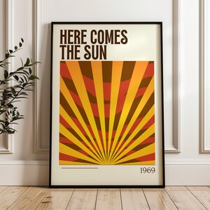 Here Comes the Sun Wall Print | Bohemian Wall Decor | Digital Download Print | Sunset Wall Art | Retro Home Decor | Groovy Home Decor