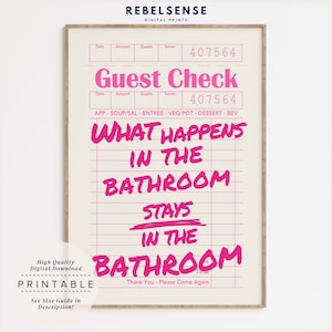 Funny Bathroom Wall Print, Toilet Wall Decor, Digital Download, Pink Wall Prints, Preppy Wall Decor, Pink Bathroom Art, Trendy Pink Prints