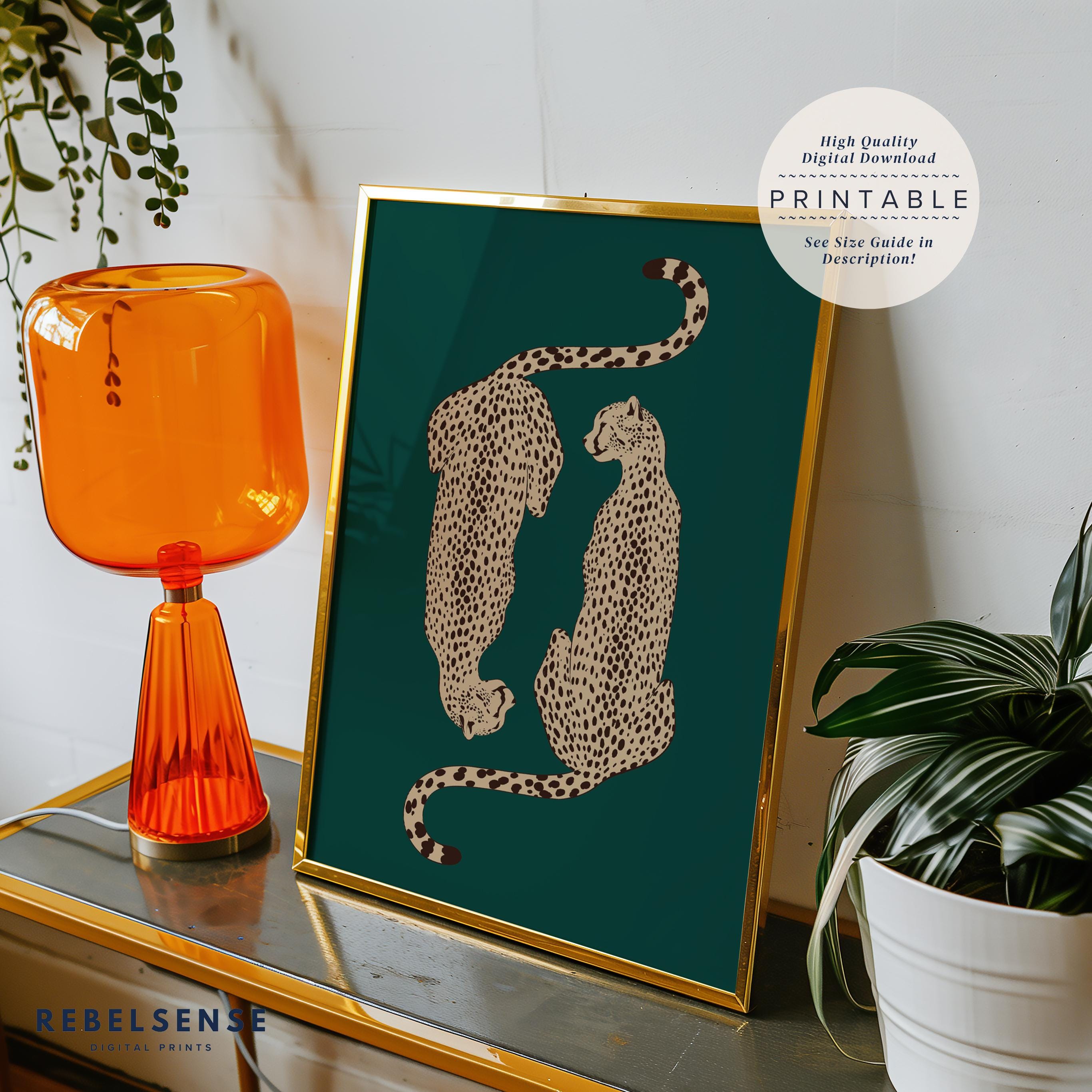 Cheetah Print, Emerald Green Leopard Print, Dopamine Decor