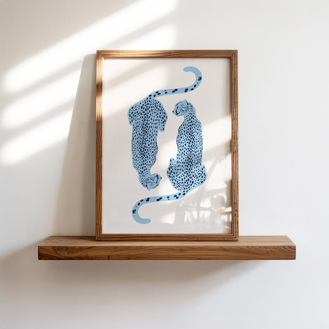 Navy Blue Leopard Print Cheetah Poster: Maximalist Apartment Wall Art ...