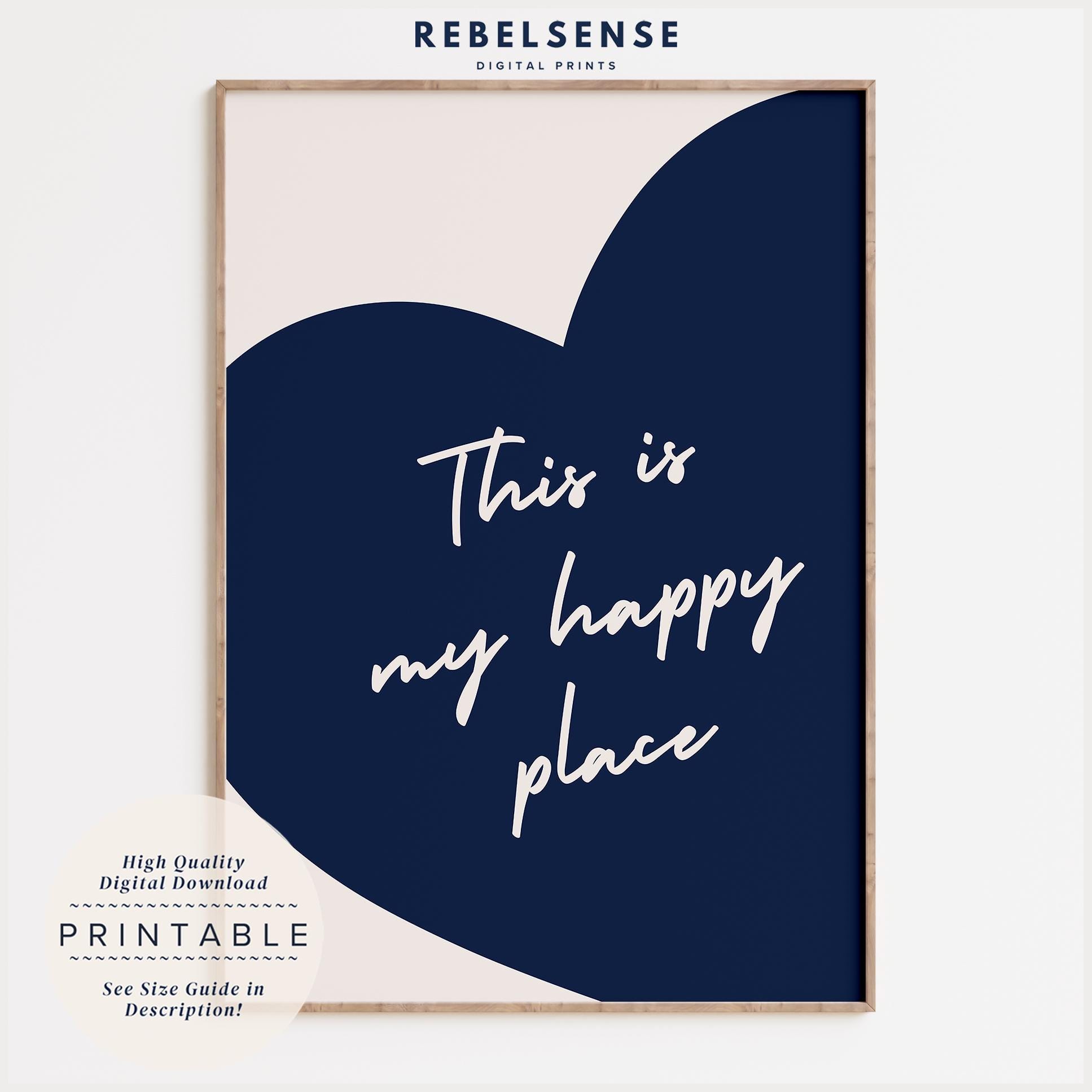 Navy Blue Heart Print, Trendy Aesthetic Maximalist Wall Art, College Dorm Decor, Funky Wall Art, Apartment Wall Decor, Cute Apartment Decor