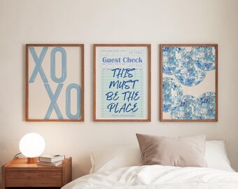 Juego de 3 láminas azul claro: Bola de discoteca y decoración de apartamento XOXO (descarga digital)