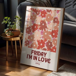 Impresión de pared Friday I'm In Love, decoración musical de los 90, descarga digital, impresión retro de los 70, póster de banda, arte musical vintage, póster de pared musical