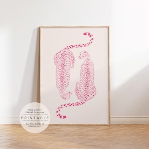 Pink Cheetah Wall Print, Trendy Pink Funky Wall Art, Cheetah Poster, Apartment Decor, Preppy Room Decor, College Dorm Decor, Leopard Poster
