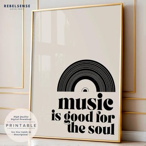 Stampa con citazione musicale, stampa tipografica, regalo per insegnante di musica, arte murale con dischi, regalo per amanti della musica, poster in vinile, poster musicale retrò, arte murale funky