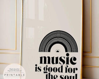 Retro Vinyl Record Quote Print: Funky Music Wall Art (Digital Download)