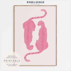 Pink Cheetah Wall Print, Trendy Pink Funky Wall Art, Cheetah Poster, Apartment Decor, Preppy Room Decor, College Dorm Decor, Leopard Poster
