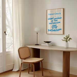 Funny Bathroom Print: Blue Funky Toilet Wall Art, Girly Apartment Decor (Digital Download) image 5