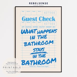 Funny Bathroom Wall Print, Bathroom Wall Decor, Funny Bathroom Sign, Blue Wall Print, Toilet Wall Art, Coastal Home Decor, Girly Wall Art