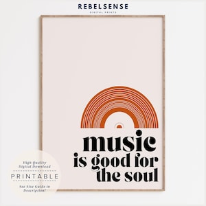 Music Quote Print, Typography Print, Music Teacher Gift, Record Wall Art, Music Lover Gift, Vinyl Poster, Retro Music Poster, Funky Wall Art