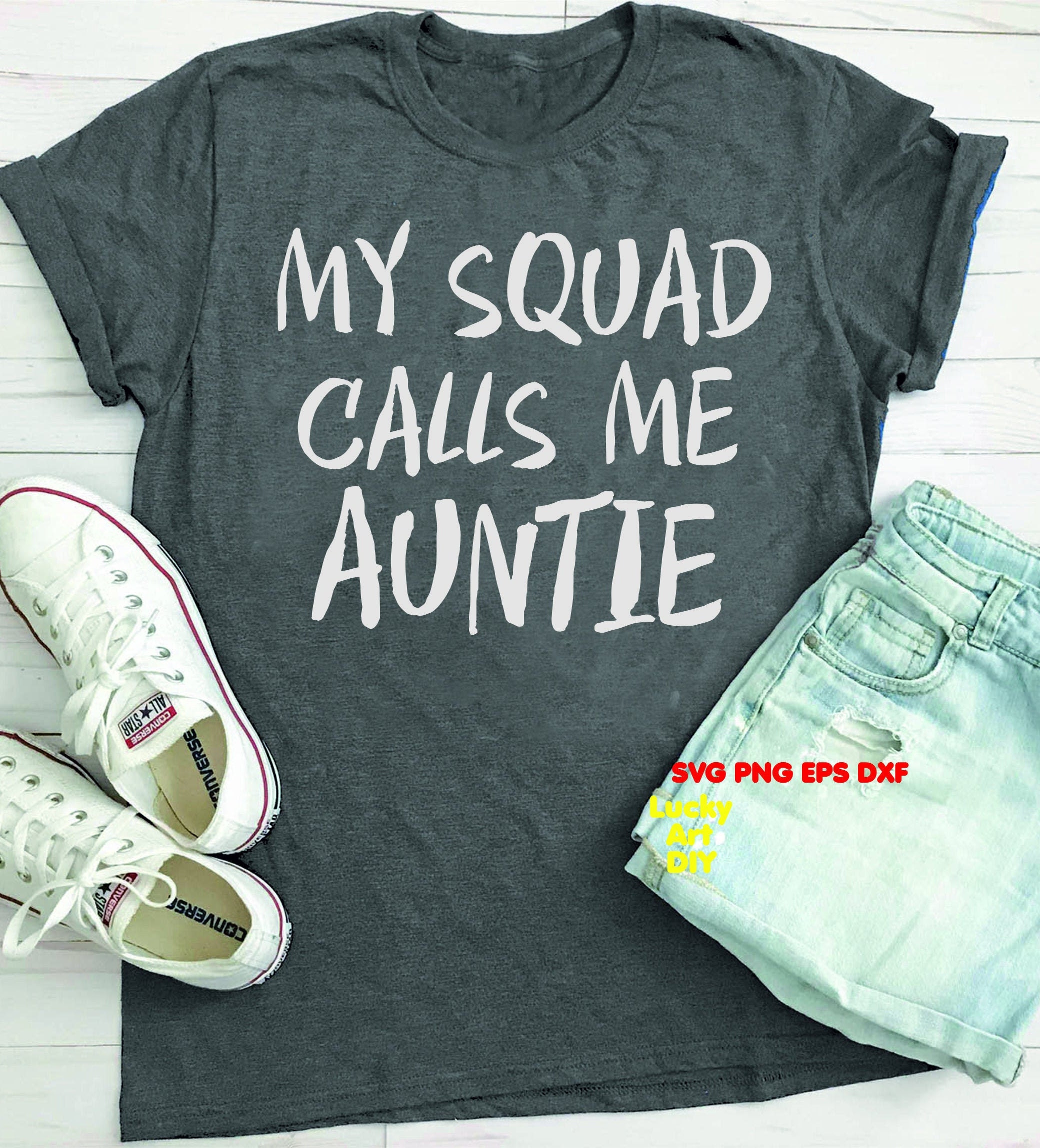 My Squad Calls Me Auntie with Heart Image T-Shirt for Women