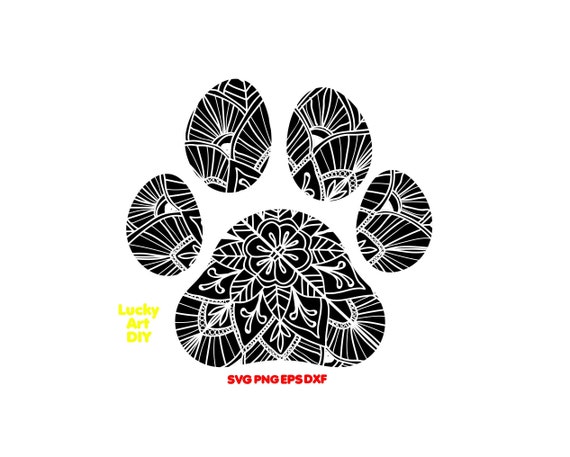 Paw Print Mandala Svg Dog Puppy Doggy Cat Floral Animal Etsy