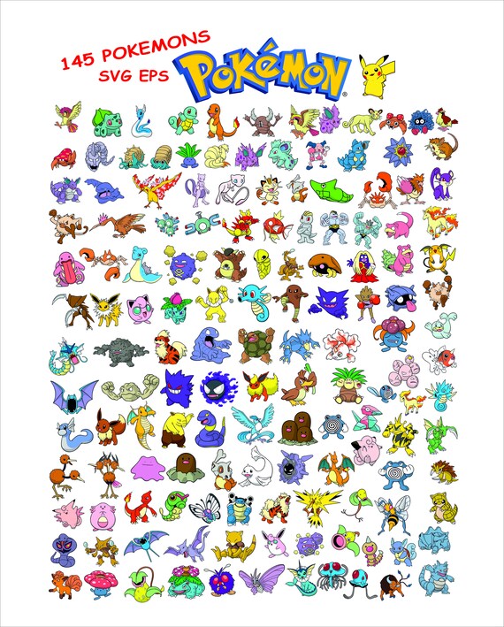 145 Pokemon SVG mega bundle Pokemon Clipart SVG Designs | Etsy