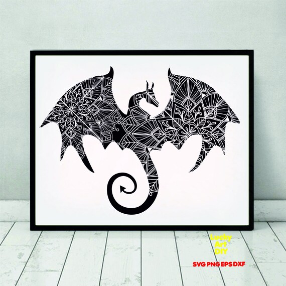 Download Mandala Dragon SVG Wings Stencil EPS Dxf Cut Files Digital ...