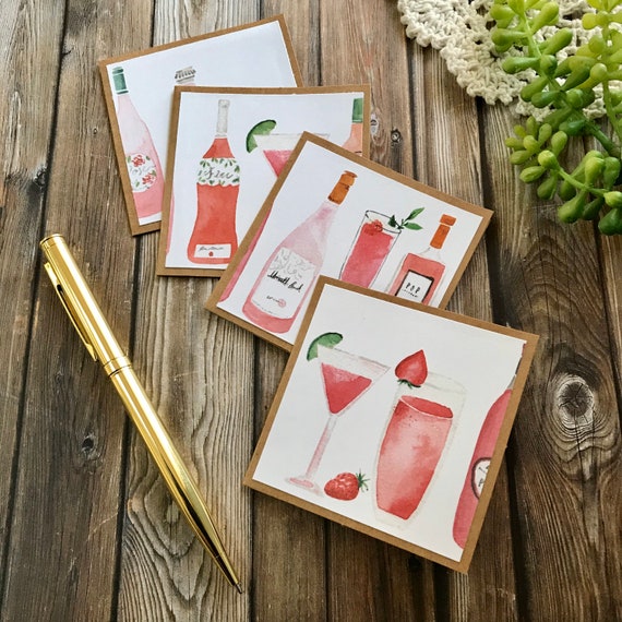 Cocktail Blank Mini Cards / Blank Small Cards Set / Mini Cards for  Celebrating 