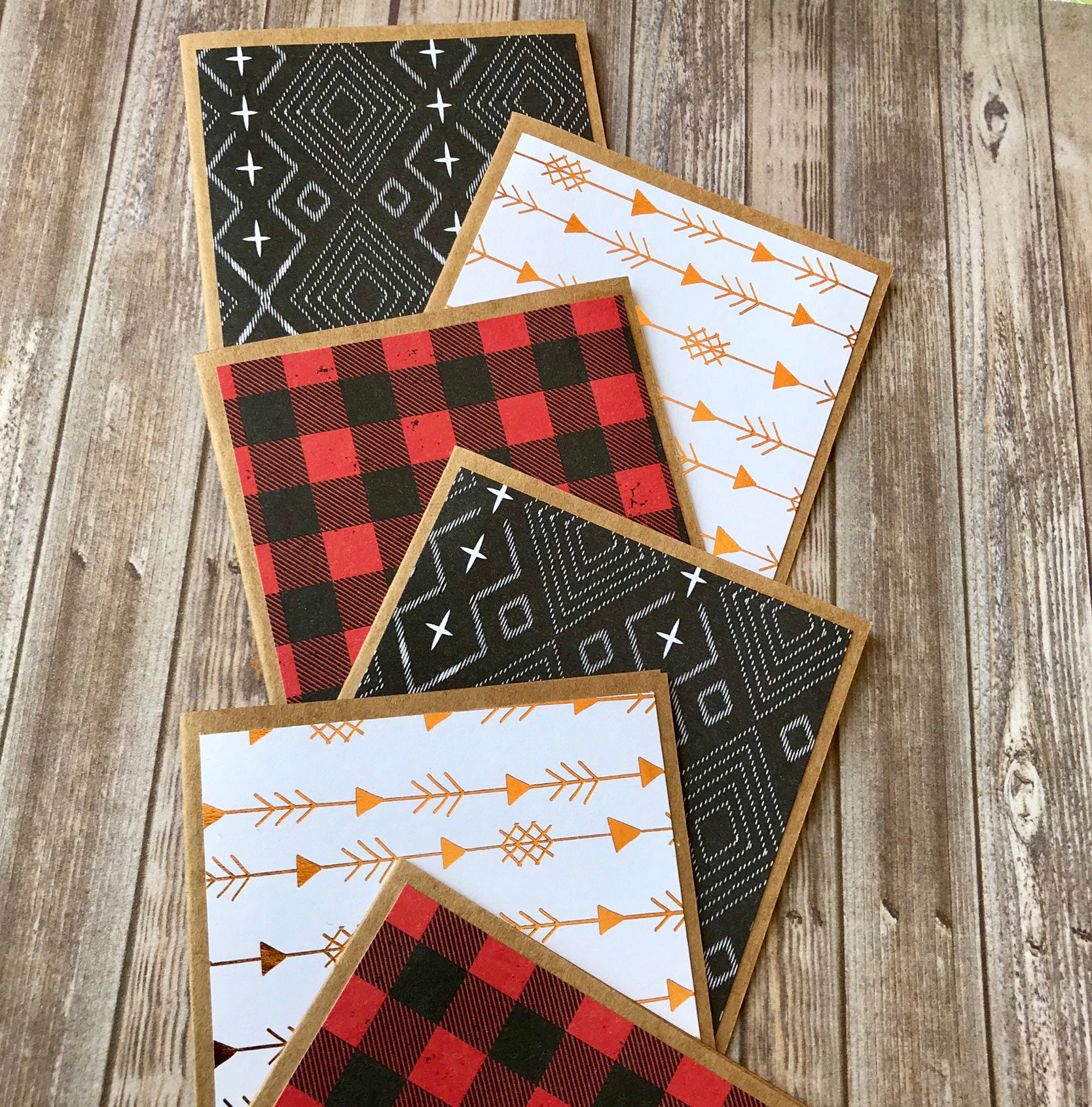 Mini Blank Note Card Set – 6 Pack Cards With Kraft Envelopes – Rustic ...