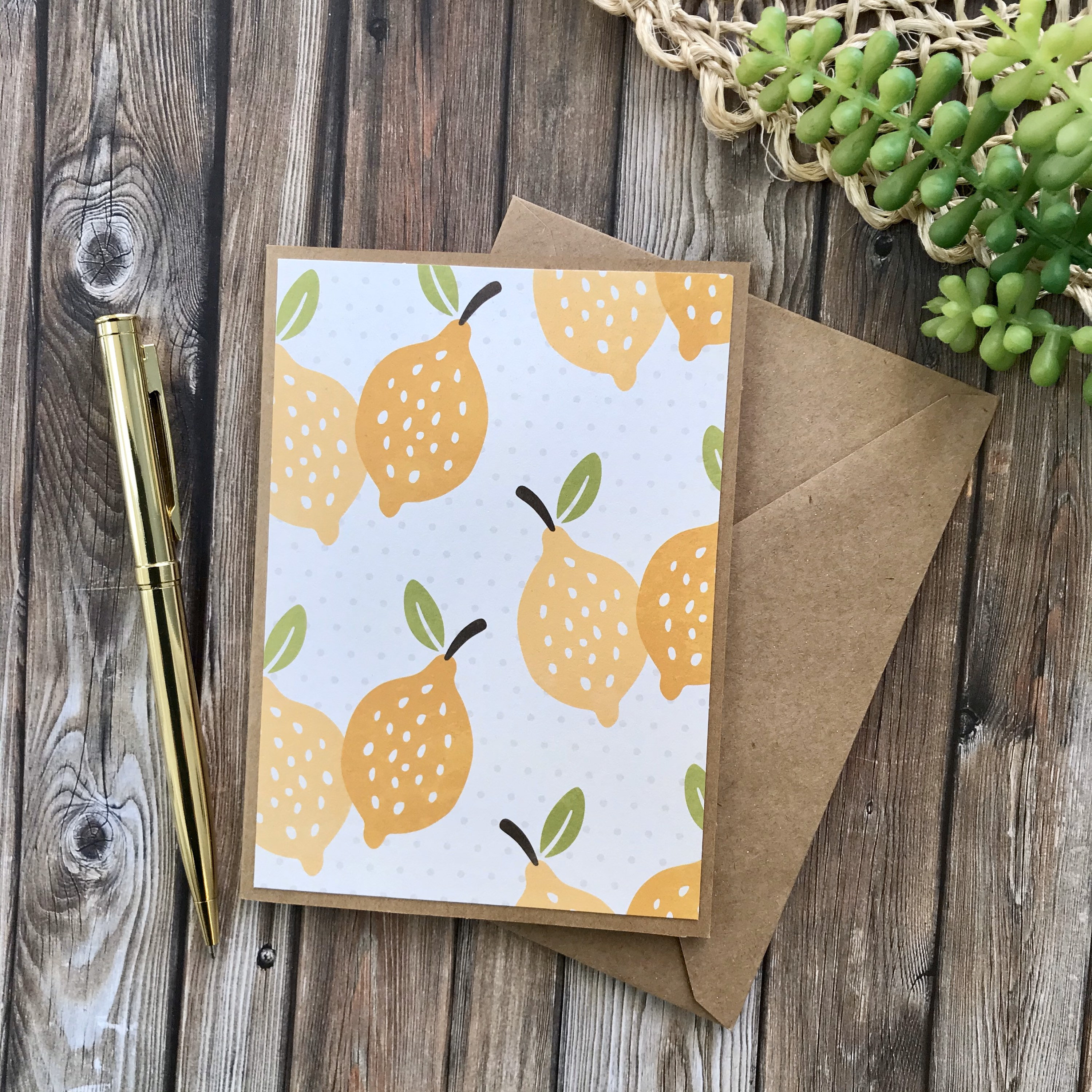 Lemon Note Cards / 4 Pack Cards Etsy
