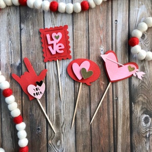 Heart Cupcake Toppers 4 pack / Love Cupcake Toppers / Cupcake toppers for a loved one