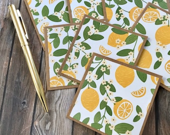 Lemon Mini Blank Cards / Blank Mini Card And Envelopes / mini cards for summer