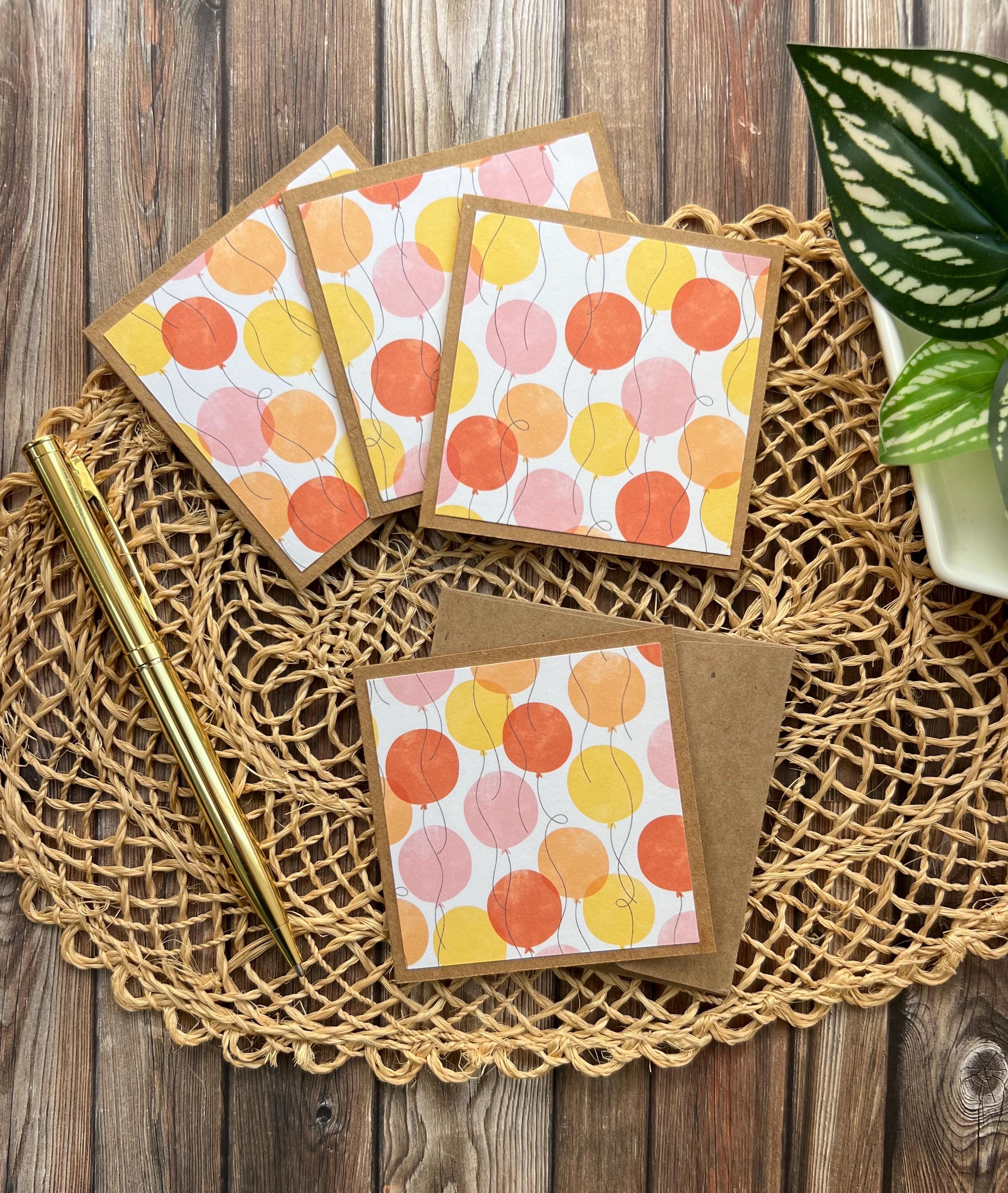 Birthday Mini Cards - Handmade Small Greeting Cards With Balloons, Cake ...