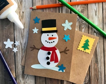 Snowman Christmas Card Kit /Christmas DIY Greeting Card Kit / Card Kit for Christmas