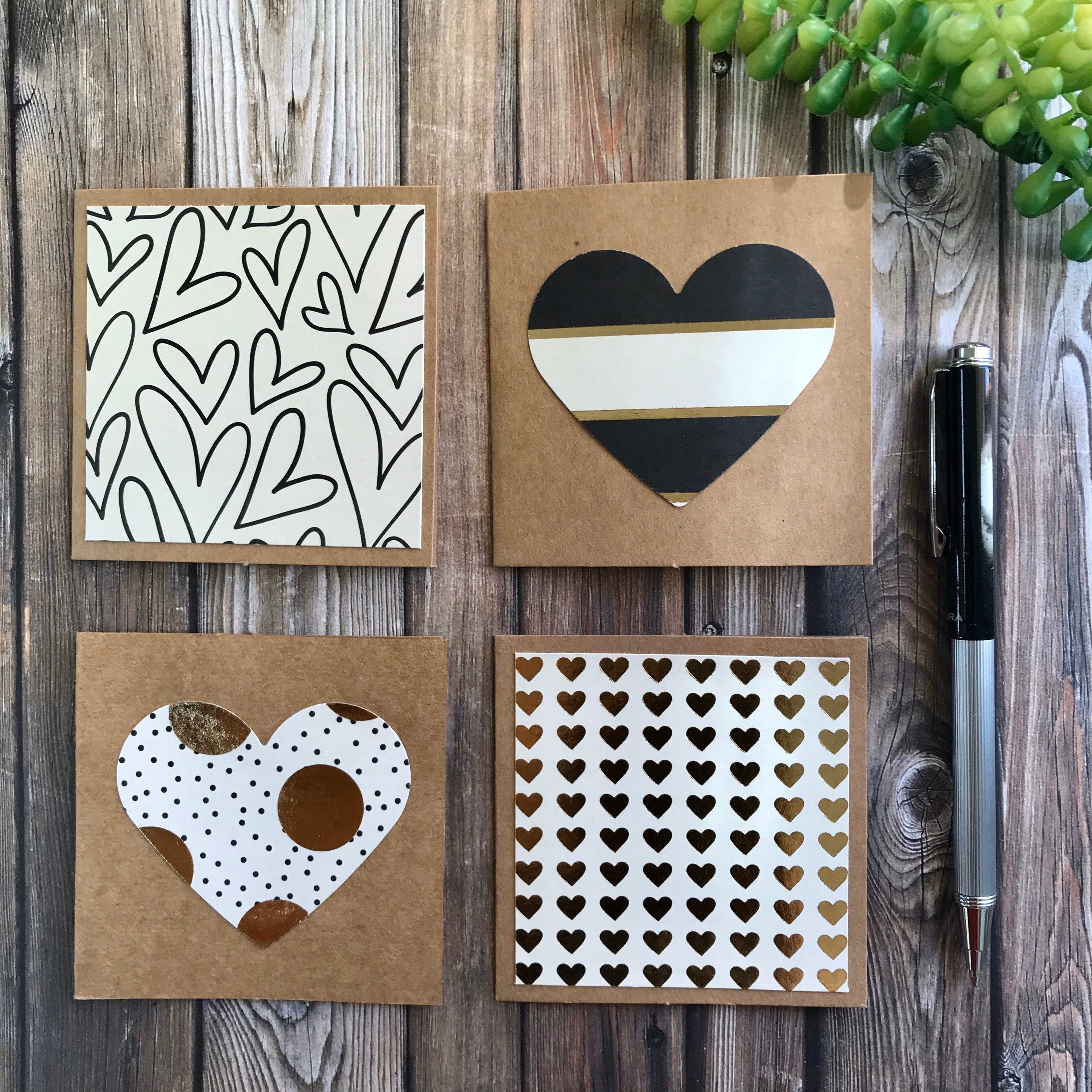 Love Mini Cards Valentines Day Mini Card Set 4 Pack Etsy