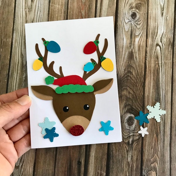 Rudolph DIY Card Kit / Christmas DIY Card Kit / Holiday craft Kit for all ages