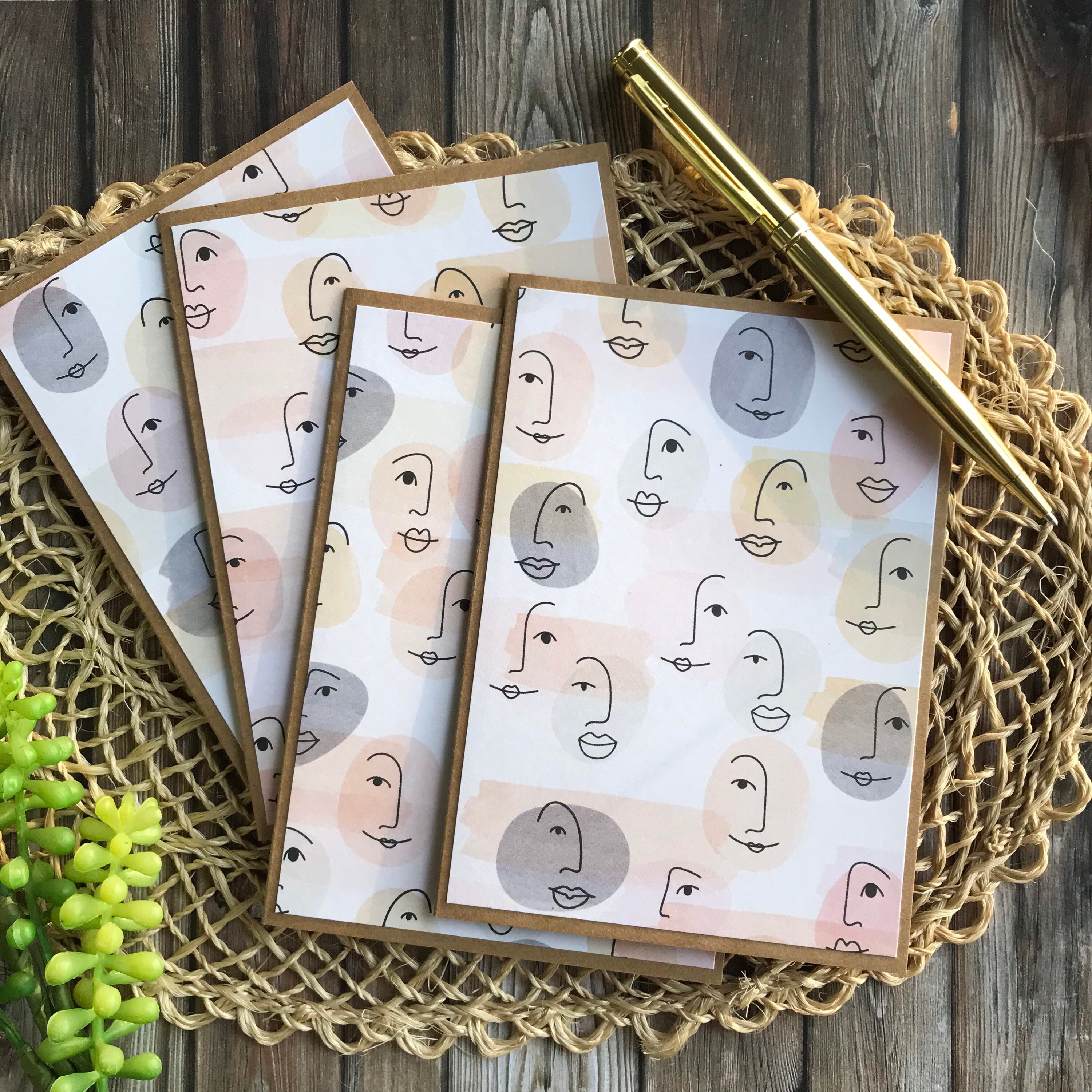 Lineart Blank Note Card Set / Blank Note Cards and Envelopes / Note ...