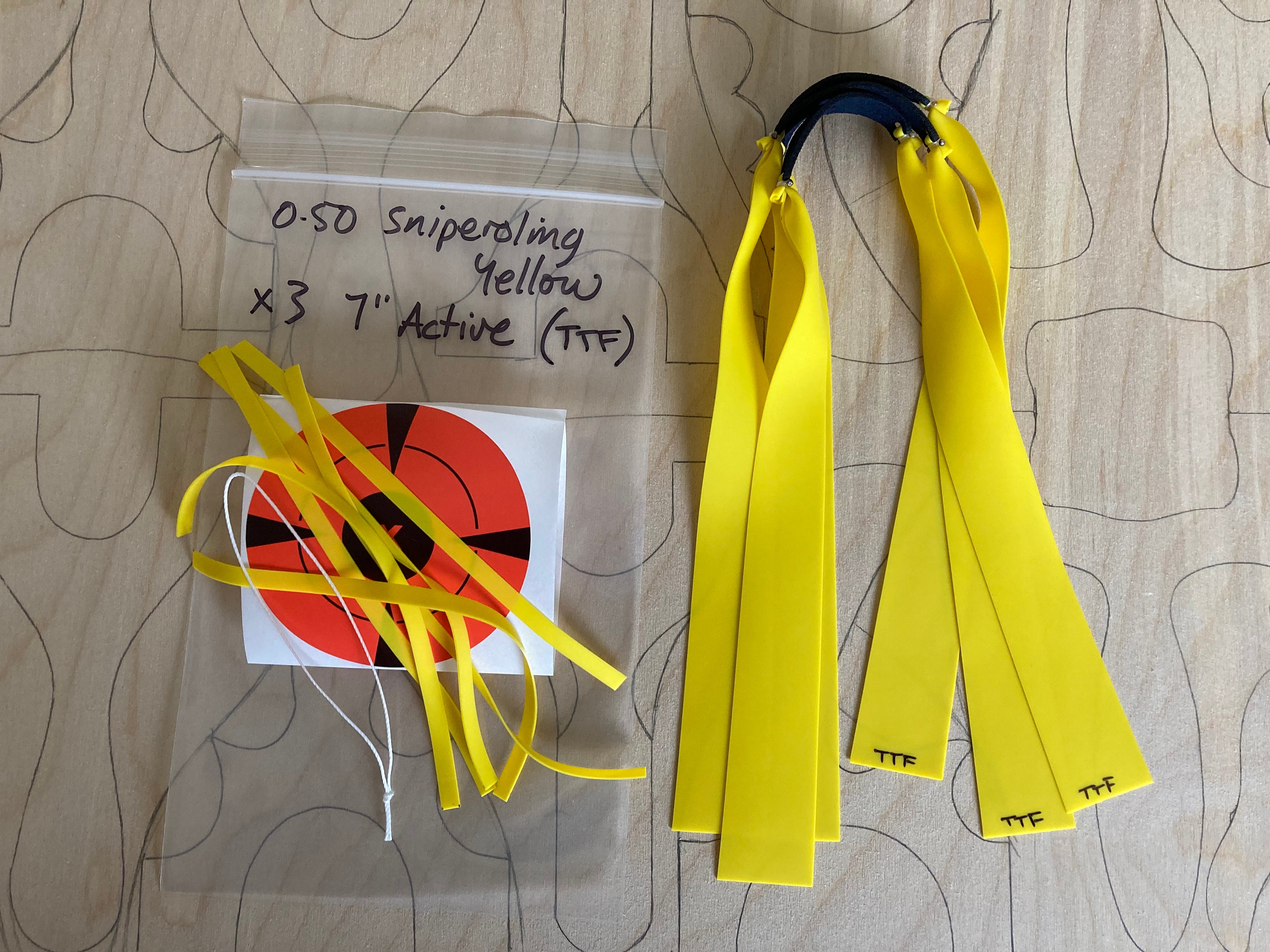Fasce per fionda Catapult x 3, TTF 0,50 Snipersling Yellow 25-17mm taper 7 pollici attivo con custodia Snipersling - Italia