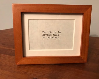 It is in giving that we receive.