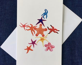 Colourful Starfish Greeting Card / Echinoderms / Marine Invertebrates / Marine Life / Stationary