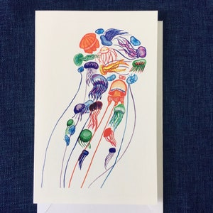 Colourful Jellyfish Greeting Card / Many Mini Jelly / Marine Invertebrates / Marine Life / Stationary image 9